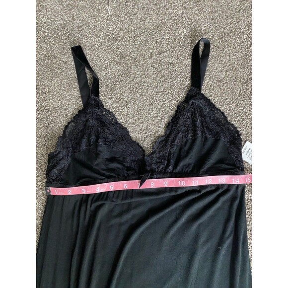 Jonquil by Diane Samandi Black Lace Trim Nightgown Slip Dress Size Medium NWT - Picture 7 of 10